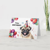 Mops Dog Portrait Niedlichen Haustier Party Happy Karte (Vorderseite)