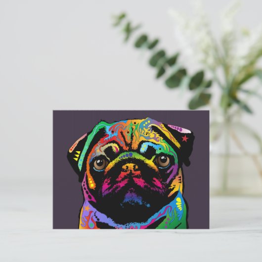 Mops Dog Postkarte (Stehend Vorderseite)