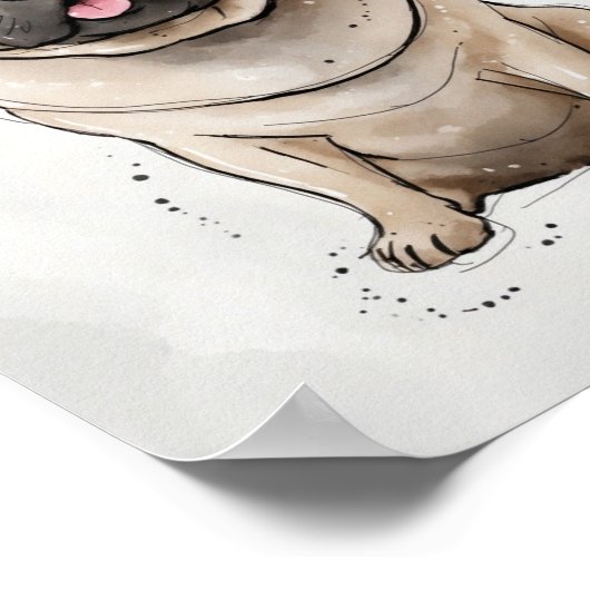 Mops | Dog Print | Dog Art Print Poster (Ecke)