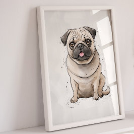 Mops | Dog Print | Dog Art Print Poster