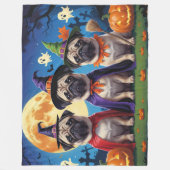 Mops Dog Pumpkin Halloween Funny Fleecedecke (Vorderseite)