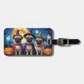 Mops Dog Pumpkin Halloween Funny Gepäckanhänger (Vorderseite horizontal)