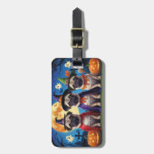 Mops Dog Pumpkin Halloween Funny Gepäckanhänger (Vorderseite vertikal)