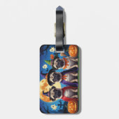 Mops Dog Pumpkin Halloween Funny Gepäckanhänger (Rückseite vertikal)