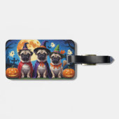 Mops Dog Pumpkin Halloween Funny Gepäckanhänger (Rückseite horizontal)