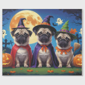 Mops Dog Pumpkin Halloween Funny Geschenkpapier (Flach)