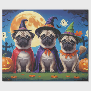 Mops Dog Pumpkin Halloween Funny Geschenkpapier