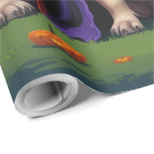 Mops Dog Pumpkin Halloween Funny Geschenkpapier (Rolleneckpunkt)