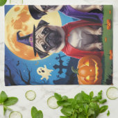 Mops Dog Pumpkin Halloween Funny Geschirrtuch (Gefaltet)