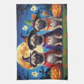 Mops Dog Pumpkin Halloween Funny Geschirrtuch (Vertikal)