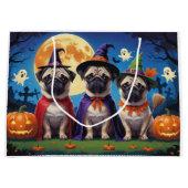 Mops Dog Pumpkin Halloween Funny Große Geschenktüte (Vorderseite)