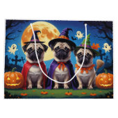 Mops Dog Pumpkin Halloween Funny Große Geschenktüte (Rückseite)