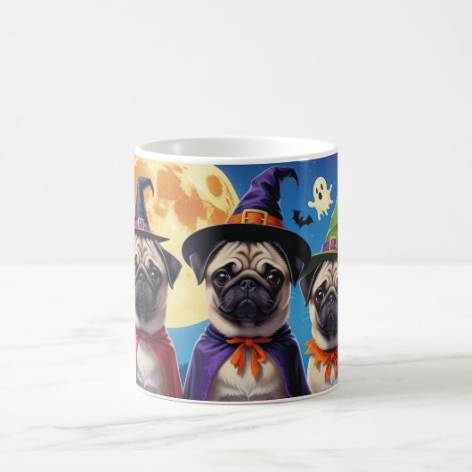 Mops Dog Pumpkin Halloween Funny Kaffeetasse (Mittel)