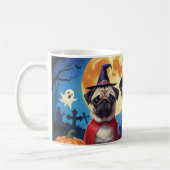 Mops Dog Pumpkin Halloween Funny Kaffeetasse (Links)