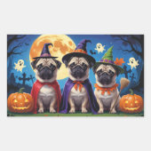 Mops Dog Pumpkin Halloween Funny Rechteckiger Aufkleber (Vorderseite)