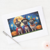 Mops Dog Pumpkin Halloween Funny Rechteckiger Aufkleber (Umschlag)