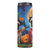Mops Dog Pumpkin Halloween Funny Thermosbecher (Rückseite)