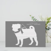 Mops Dog Puppy Stationery Briefpapier (Stehend Vorderseite)