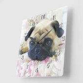 Mops Dog Quadratische Wanduhr (Winkel)