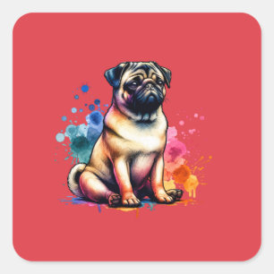 Mops Dog Quadratischer Aufkleber