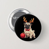Mops Dog Reindeer Xmas Dog Lover Funny Family Chri Button (Vorne & Hinten)