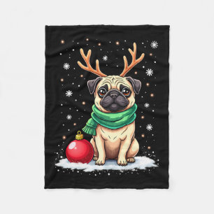 Mops Dog Reindeer Xmas Dog Lover Funny Family Chri Fleecedecke