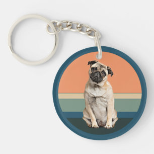 Mops Dog Retro Background Schlüsselanhänger
