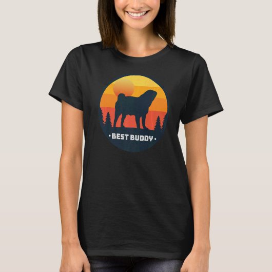 Mops Dog Retro T-Shirt (Vorderseite)