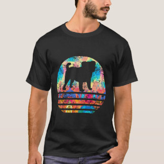 Mops Dog Retro Vintag 60er 70er 80er Silhouette s T-Shirt