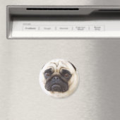 Mops Dog Round Magnet (In Situ (Geschirrspüler))