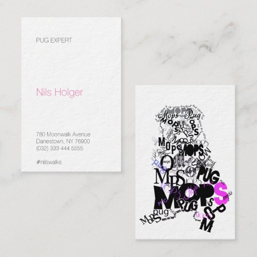 Mops Dog Services Typo Visitenkarte (Vorne/Hinten)