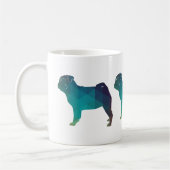 Mops Dog Silhouette für farbiges geometrisches Mus Kaffeetasse (Links)