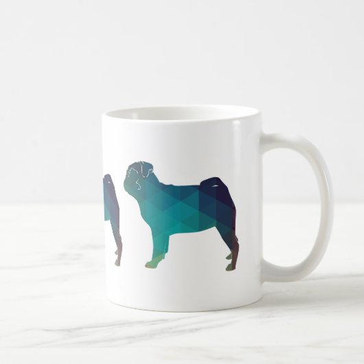Mops Dog Silhouette für farbiges geometrisches Mus Kaffeetasse (Rechts)
