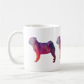 Mops Dog Silhouette für farbiges geometrisches Mus Kaffeetasse (Links)