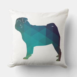 Mops Dog Silhouette für farbiges geometrisches Mus Kissen
