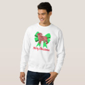 Mops Dog Silhouette Green Bow Weihnachten Sweatshirt (Vorne ganz)