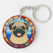 Mops Dog Thema Künstlerisches Auto oder Haus Schlü Schlüsselanhänger (Rückseite)