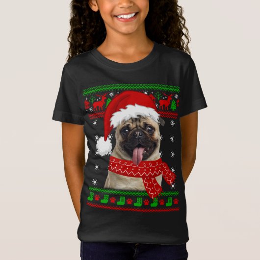 Mops Dog Ugly Sweater Christmas Welpe Hund Lover T-Shirt (Vorderseite)