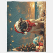 Mops Dog Vintager Strand Fleecedecke (Vorderseite)