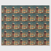 Mops Dog Vintager Strand Geschenkpapier (Flach)