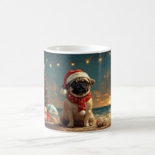 Mops Dog Vintager Strand Kaffeetasse (Mittel)