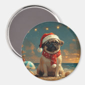 Mops Dog Vintager Strand Magnet (Vorderseite/Rückseite)
