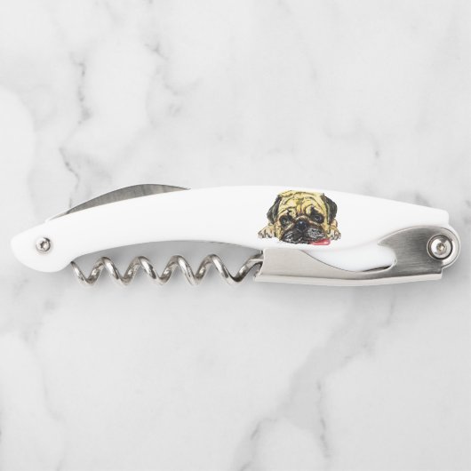 Mops Dog Waiter's Corkschraube Funny Kellnermesser (Rückseite)