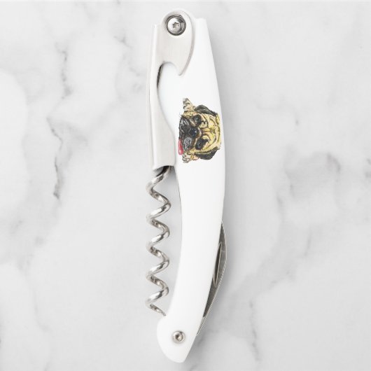 Mops Dog Waiter's Corkschraube Funny Kellnermesser (Vorderseite)