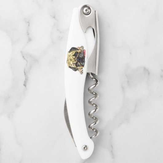 Mops Dog Waiter's Corkschraube Funny Kellnermesser (Rückseite)