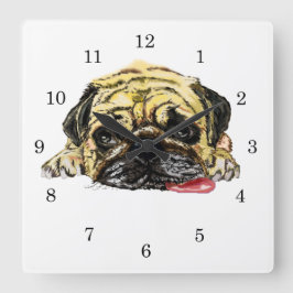 Mops Dog Wall Clock Funny - Ihre Farben Quadratische Wanduhr