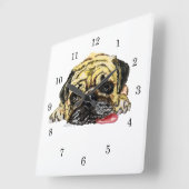 Mops Dog Wall Clock Funny - Ihre Farben Quadratische Wanduhr (Winkel)