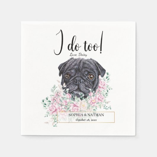 Mops Dog Wedding Cocktail Napkins Serviette (Vorderseite)