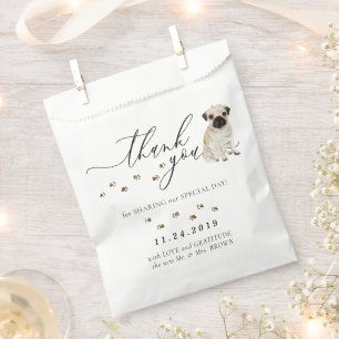 Mops dog Wedding Danke Geschenktütchen