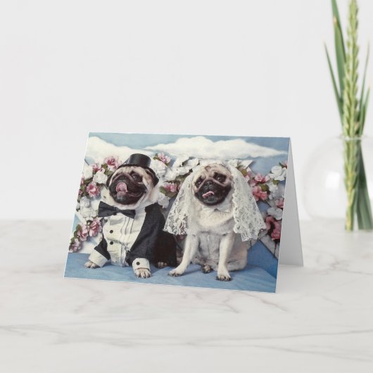 Mops Dog Wedding Karte (Vorderseite)